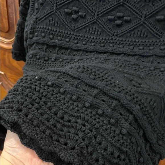 BODEN Claudia Black Textured Knitted Short Sleeve Top Black Sweater. Size 8 - Picture 6 of 7